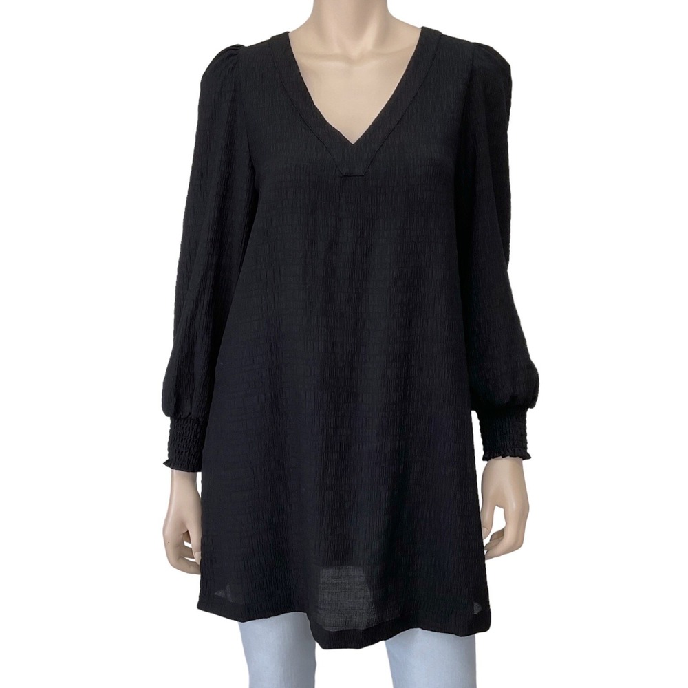 Steve Madden Tunic Women Small Black V‎ Neck 3/4 Sleeve Top BB Dakota NWT